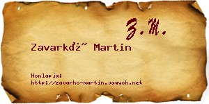 Zavarkó Martin névjegykártya